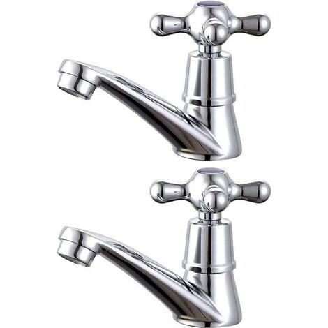 Rubinetto per lavabo del bagno, 1 coppia di rubinetti, XU, acqua calda e fredda per lavabo del bagno - KZQ (1/4)