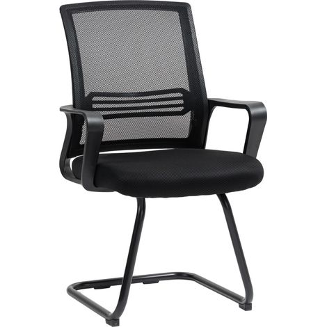 Set di 2 sedie da ufficio ergonomiche nere senza ruote con base a slitta (1/5)