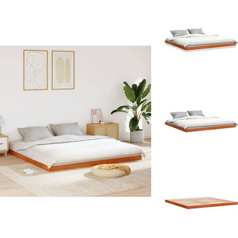 Massivholzbett Wachsbraun 200x200 cm Kiefer - Massivholzbette - Holzbett - Kiefernbett - Doppelbett - Boxspringbetten (1/5)
