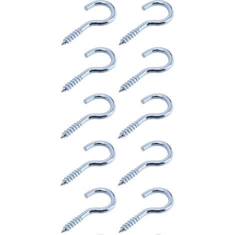 Cyclingcolors – Lot de 10 crochets à œillet ouvert à visser – Acier zingué pour bois – Longueur 30mm – Fixation robuste pour objets lourds