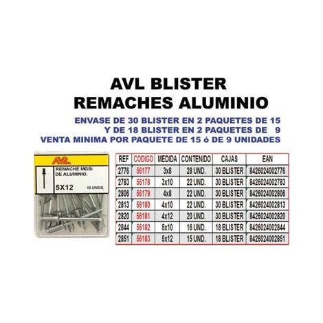 WURKO remache vastago aluminio 5x10 mm 2844 , Remaches aluminio 2844 con vástagoTamaño 5x10mmBlister
