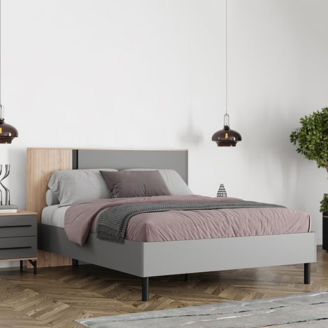 Cama Doble Banff, Dimensiones del Colchón 180x200 cm, Peso Soportado 200 kg, Doble, Gris Oscuro (1/5)