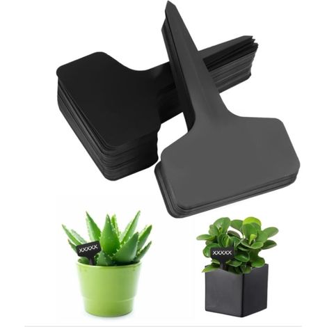 100 Pièces Etiquette Jardin Exterieur 6 x 10 Cm Type T Etiquette Potager en Plastique Plastique Imperméable Etiquette Potager Réutilisables pour les Légumes, Fleurs, Plantes (1/5)