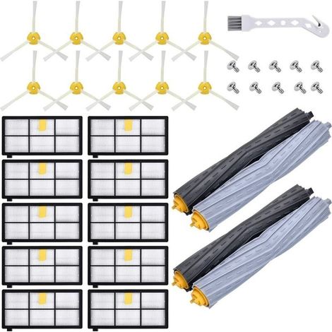 Kit Pièces accessoires pour Aspirateur iRobot Roomba Serie 800 900 850 860 861 865 866 870 871 875 876 880 886 890 891 895 896 960 965 966 970 971 974 975 976 980 981 Filtre Remplacement (1/2)