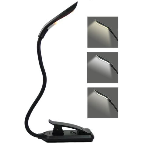 Lampe de lecture LED, finition noire, rechargeable, 3 modes, idéale pour étudier, travailler, bricoler ou voyager.-AquaForge (1/5)
