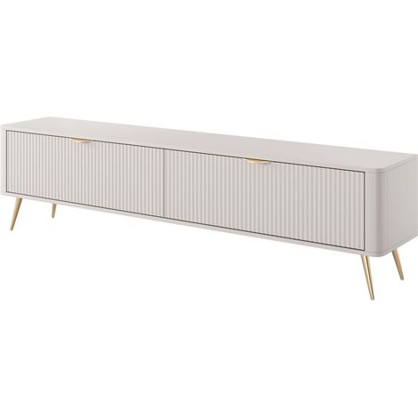 Meuble TV 200 cm, 2 portes, Beige, 200 x 38 x 51,2 cm (1/5)