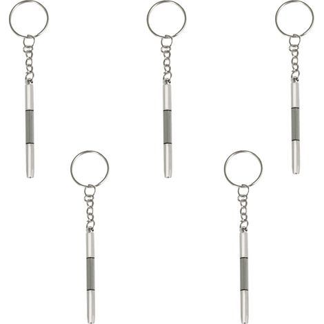 Tournevis - 3 En 1 - Pointe Plate + Croix + Porte-Vis - Pour Montres Lunettes Téléphones - Métal - 10 Cm - Lot De 5