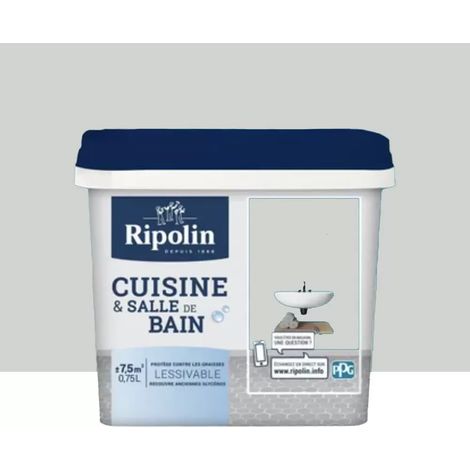 Ripolin – Peinture anti humidité satin 0,75L gris lomé – Résistante à l'humidité et aux moisissures – Pour cuisine et salle de bain