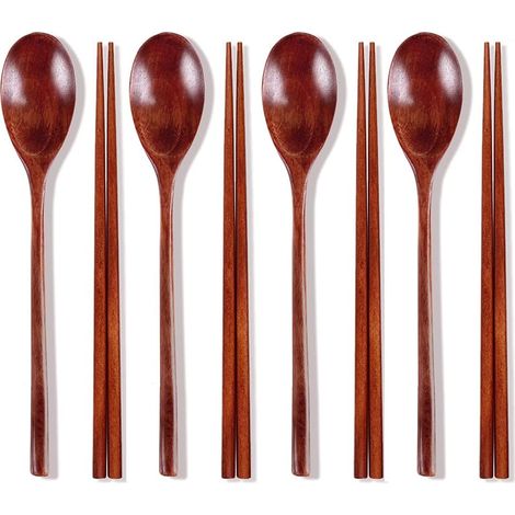Ensemble de 4 paires de baguettes en bois, vaisselle coréenne (1/5)