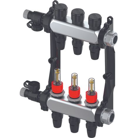 TECE TECEfloor distributore in acciaio inox HKV 7, tipo TECElogo-Push SLQ, con indicatore di flusso, 1 IG a tenuta piana, 77311107 (1/2)