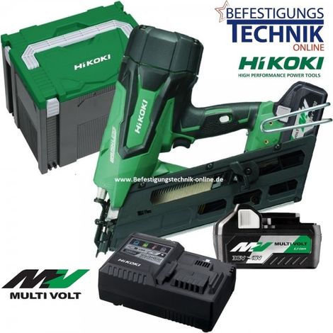 34° HiKoki 18V/36 Multi Volt 2x8,0Ah Akku Nagler 50-90mm NR1890DBCL WQZ"-"EN13910