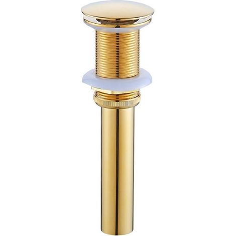 Sink Drain & Accessories, Retro Pop-up Basin Waste Plug Drain Without Overflow Bronzed Brass Universal Sink Drainer Valve Sink Basin Siphon, Gold (1/5)