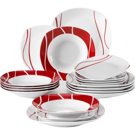 Servizio da tavola in porcellana, design elegante, 18 pezzi (1/2)