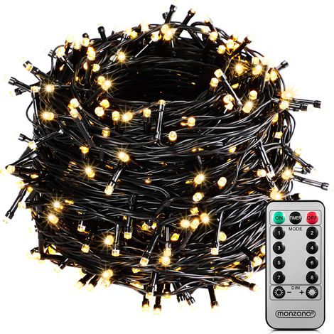 MONZANA® Lichterkette Außen 200x 400x 600x LED mit Fernbedienung Timer 8 Leuchtmodi Dimmbar IP44 Innen Warmweiß Kaltweiß Bunt  40m warmweiß - schwarzes Kabel (1/5)