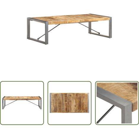 Massivholz - Couchtisch 140x70x40 cm Raues Mangoholz (1/5)