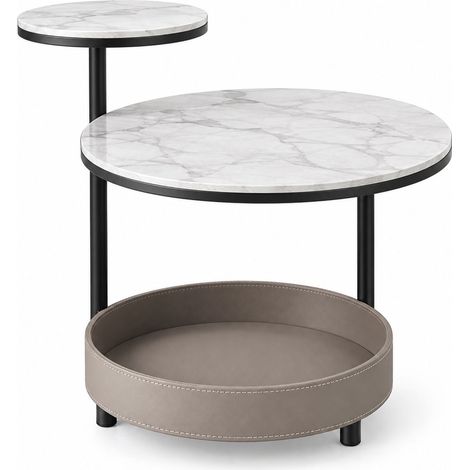Design Couchtisch K30 2 Platten Marmoroptik 45x45x70 cm (1/5)