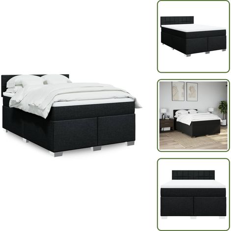 Boxspringbett mit Matratze Schwarz 140x200 cm Stoff - Boxspringbett - Boxspringbetten - Bett - Schlafzimmermöbel (1/5)