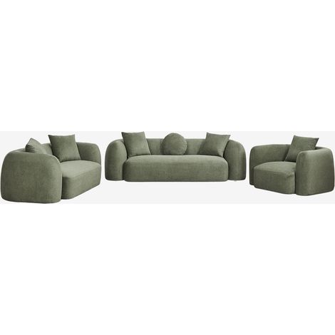 Conjunto de salón con sofá modular de 3 plazas, sofá de 2 plazas y sillón en chenilla Coco SKLUM       