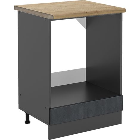 Meuble pour four R-Line, Béton noir, 60 cm PT Chêne, Vicco