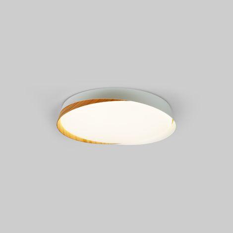 Plafonnier LED rond CCT 24W - Effet bois - ø40cm - IP22 - Blanc