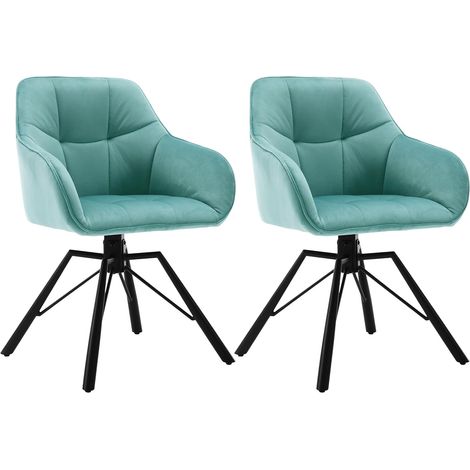 WOLTU Set di 2 Sedie per Sala da Pranzo Girevoli a 360°. Sedie da Cucina Imbottite con Gambe in Metallo. Poltroncine in Velluto per Camera da Letto. Soggiorno.Azzurro (1/5)