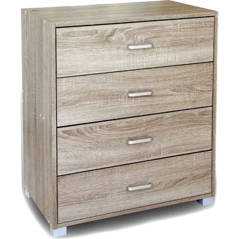Mobile Cassettiera 4 Cassetti Rinforzati Ermes In Legno Nobilitato Finitura Rovere 68 x 40 x h 83 cm (1/6)