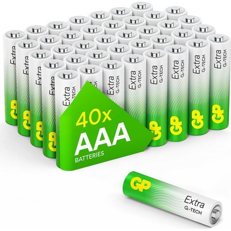 Piles AAA Lot de 40 - Batteries LR03 Alcalines 1,5V - GP Extra (1/5)