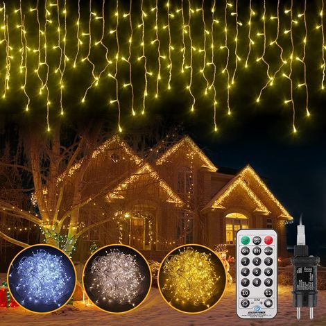 Guirlande lumineuse LED fil de cuivre blanc chaud pour intérieur et extérieur, 352 LED, 10 m, 8 modes, IP44 pour fêtes, mariages, jardin, Noël, salon, patio, rideau
