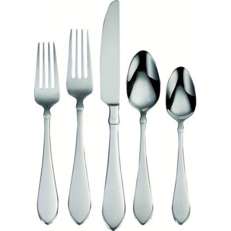 Juego de cubiertos de acero inoxidable de 20 piezas, acabado satinado, diseño moderno, para comedor y cocina. (1/5)