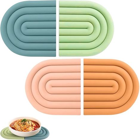 Evidement Dessous de Plat Silicone, 15 x 15 x 1cm Dessous de Verre Silicone Arc en Ciel, Dessous de Plat, Poêles, Casseroles, Tasses, Assiettes à Manger, Résistants à la Chaleur (1/5)