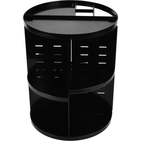 Boîte de rangement pour cosmétiques rotative à 360° - Organisateur de maquillage en acrylique - Grande capacité - Étagère de bureau - Noir (1/5)