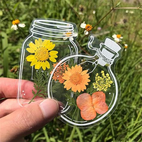 20Cartes Marque-pages Fleurs Séchées Transparentes DIY Artisanat Deco Florale Vernis Autocollants Verre Cadeau Scrapbooking (1/5)