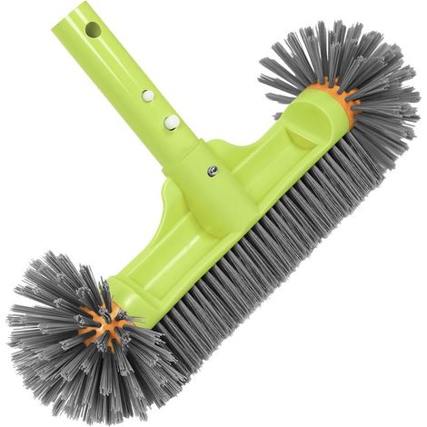Cepillo para piscina de 13", cepillo hemisférico para piscina con cerdas de nailon y esquinas – Mango de aluminio con sistema EZ Clip, barra telescópica no incluida (1/5)