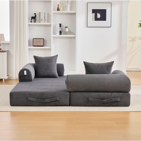 Divano modulare con tasca laterale grigio OKMYHOME (1/5)