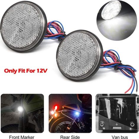 2er-Pack Motorrad-LED-Reflektoren, universelle 12-V-LED-Anhängerleuchten, Anhängerrücklicht, wasserdichtes Motorrad-LED-Positionslicht, Bremslicht (Weiß) - Crezuo
