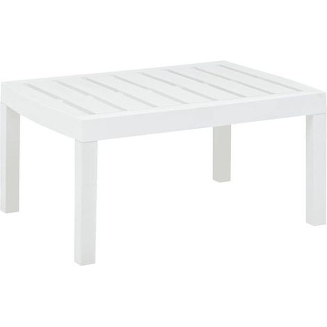 Table basse de jardin plastique blanc Leeco (1/2)