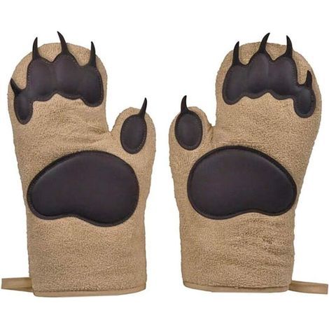 Guanti da forno in silicone resistenti al calore – Presine a forma di zampa d’orso – Dimensioni 26 x 16 cm – Set di 2 per barbecue e forno (1/3)