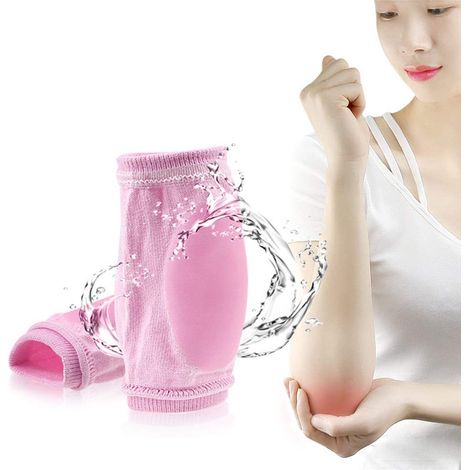 paire de bandages élastiques en gel pour coudes de sport, soutien et maintien du coude pour le volley-ball, le handball et le tennis, pour femmes, hommes et enfants (rose) (1/5)