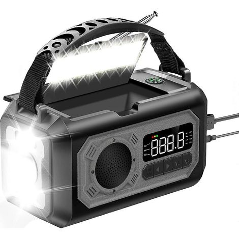 12000MAh Emergency Weather Radio Hand Crank Radio Solar Radio Portable AM/FM/Noaa Radio avec Flashlight Reading Lamp-A (1/5)