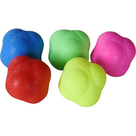 Lot de 5 balles de réaction en caoutchouc pour l'entraînement à l'agilité, aux réflexes et à la coordination œil-main. (1/5)