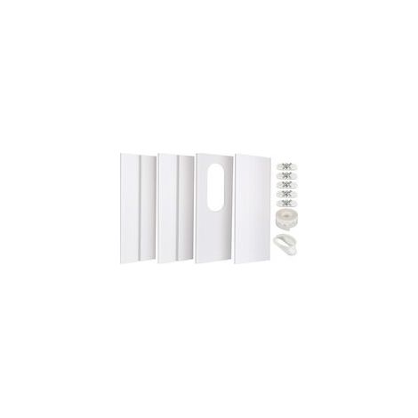 4PCS Kit de Plaque Fenêtre Climatiseur Mobile, Kit de Glissière de Fenêtre Climatiseur Portable, Kit Calfeutrage Fenêtre Coulissante Climatiseur Mobile