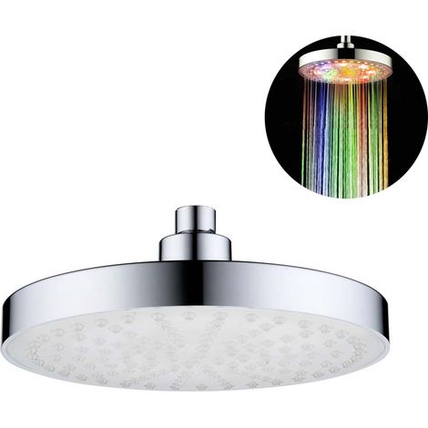 Pommeau de douche LED multicolore à effet pluie, pommeau cascade, pommeau rond/carré de 20 cm (8 pouces), contrôle de la température