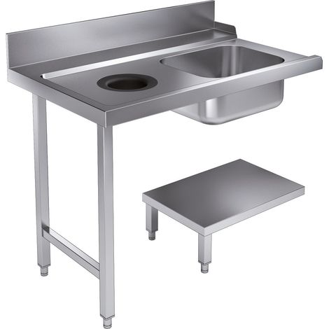 Table d'Entrée Avec  Etagère et Trou Vide Déchets 1200 Gauche Pour 7280.0045-0046 - Combisteel