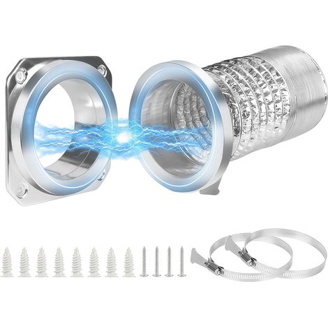 Magnetic dryer vent coupling connector kit - DV180 sealing, easy-clean quick connector including one 3.3 ft 4" duct and two clamps (1/5)