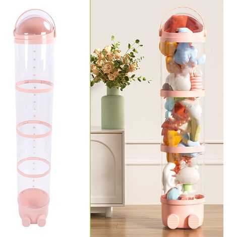 Tubo portaoggetti trasparente rosa in peluche, grande capacità 162 cm, ideale per riporre giocattoli in camera da letto e nella stanza dei giochi. (1/4)