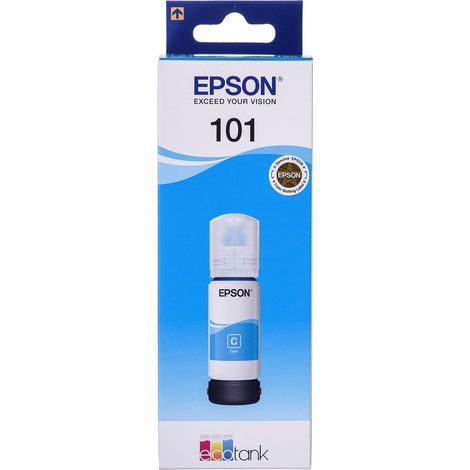 Bouteille de recharge d'encre cyan pour imprimante Epson EcoTank 101 (C13T03V24A) (1/2)