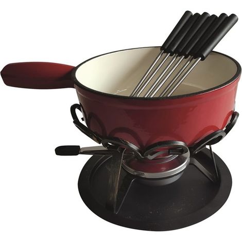 set de fondue liso rojo 24 cm calentador de hierro forjado - DSBRGSAF24 - Tableandcook - (1/2)