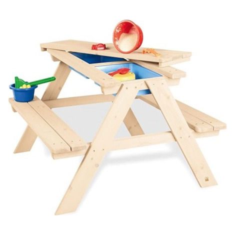 SenS-Line Bassie table et banc de pique-nique pour enfants avec couvercle en bois