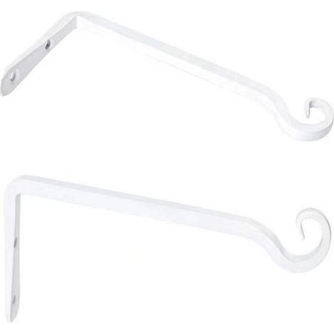 Lot de 2 Crochets- Blanc de Suspension Muraux Décoration Fer Forgé pour Jardin avec Vis pour Plantes Mangeoires à Oiseaux Lanternes