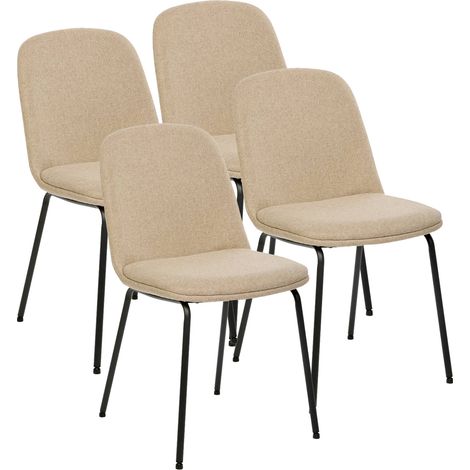 Lot de 4 chaises de salle à manger coloris beige - Longueur 46 x Profondeur 58 x Hauteur 82 cm